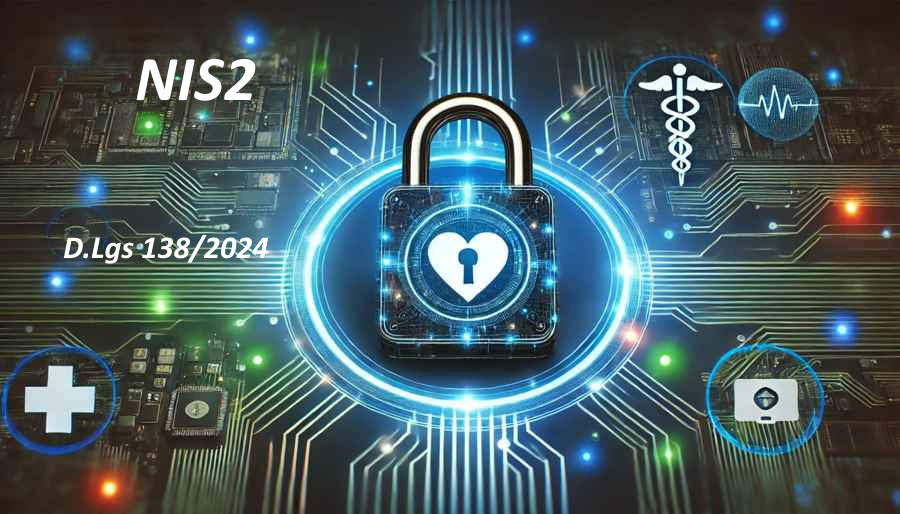 A futuristic digital security concept with a glowing padlock, circuit board background, and a healthcare symbol